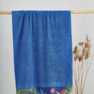 Digital Printed Polyester Border, Colored Terry Beach Towel