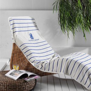Striped Chaise Lounge Cover with Flap and Custom Embroidery